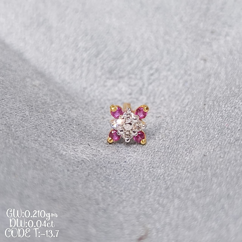 Beutiful Colour Stone Diamond Nosepin
